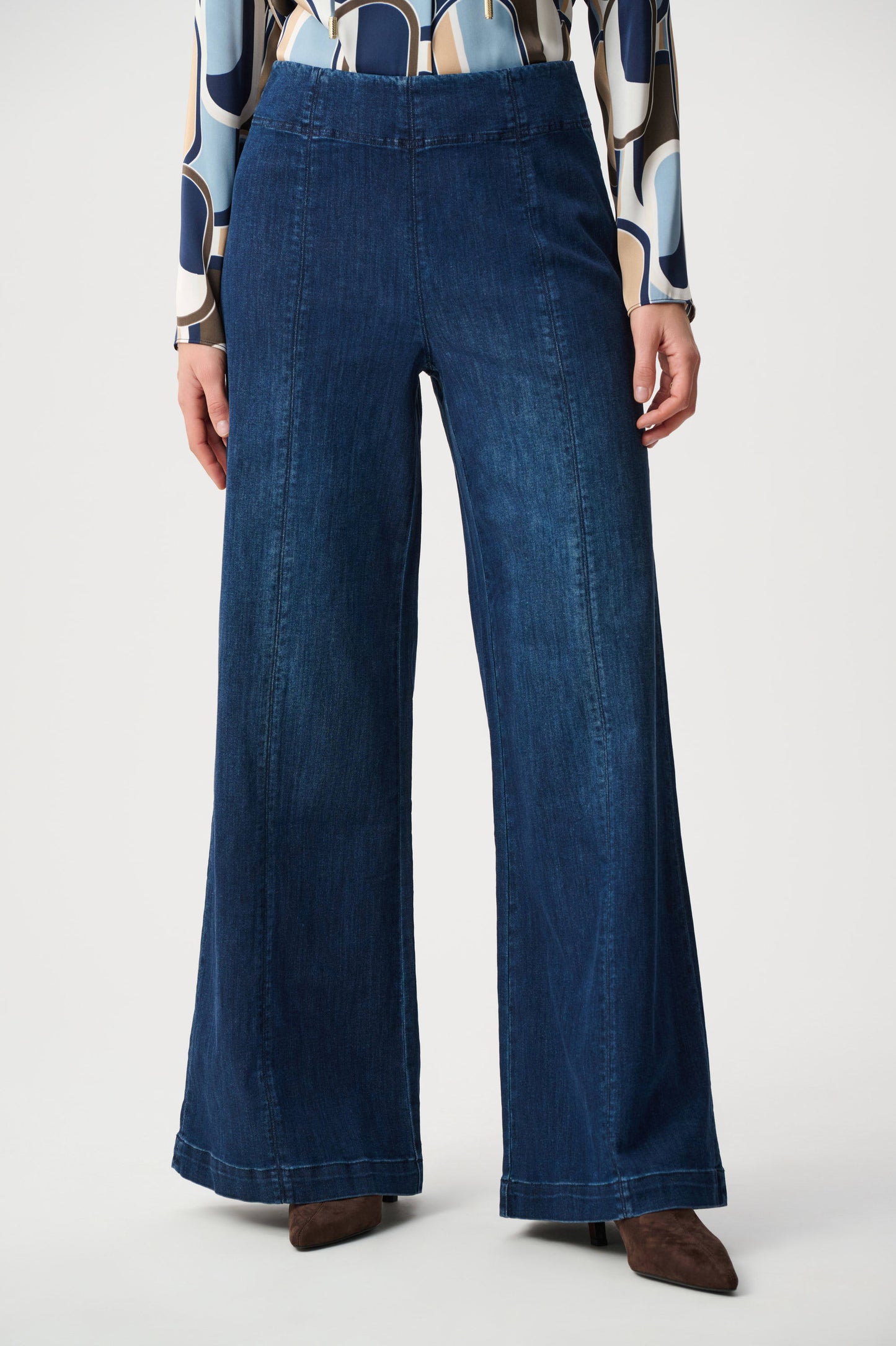 Featherweave Denim Palazzo High-Rise Pull-On Jeans. Style JR263901