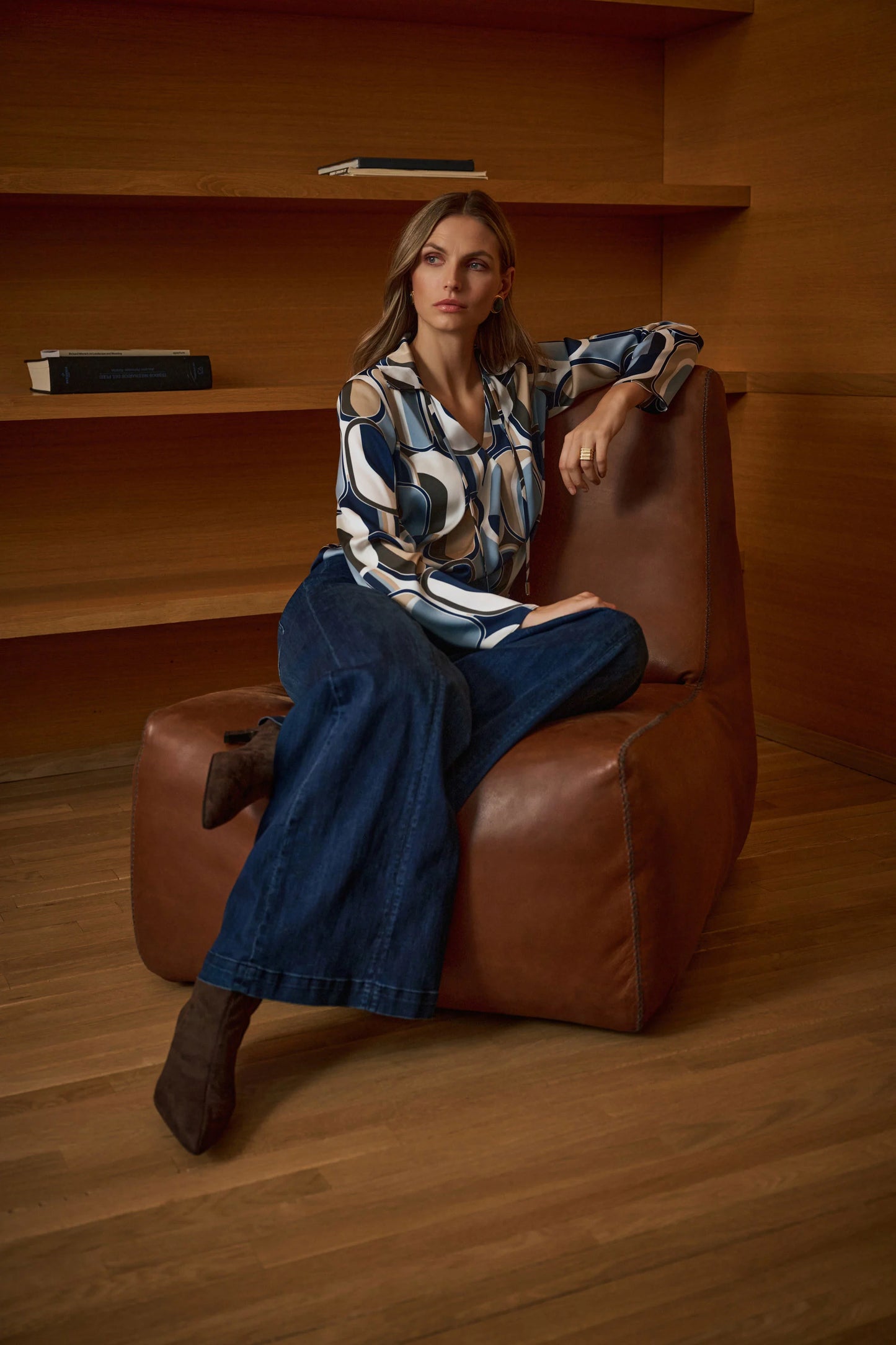 Featherweave Denim Palazzo High-Rise Pull-On Jeans. Style JR263901