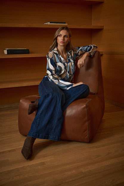 Featherweave Denim Palazzo High-Rise Pull-On Jeans. Style JR263901