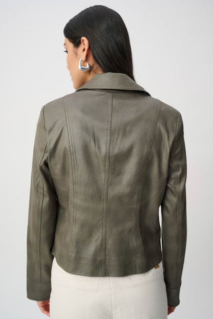 Foiled Faux Suede Fitted Rhinestone Details Jacket. Style JR263907