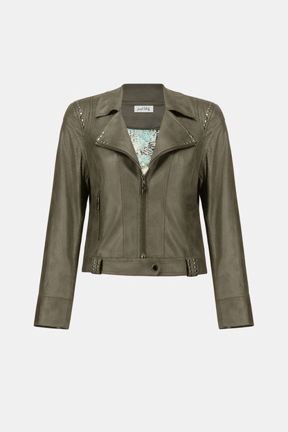 Foiled Faux Suede Fitted Rhinestone Details Jacket. Style JR263907