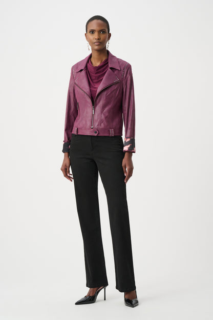 Foiled Faux Suede Fitted Rhinestone Details Jacket. Style JR263907