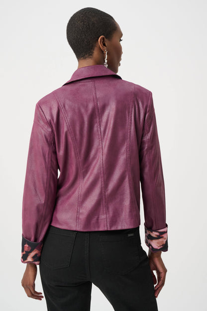 Foiled Faux Suede Fitted Rhinestone Details Jacket. Style JR263907