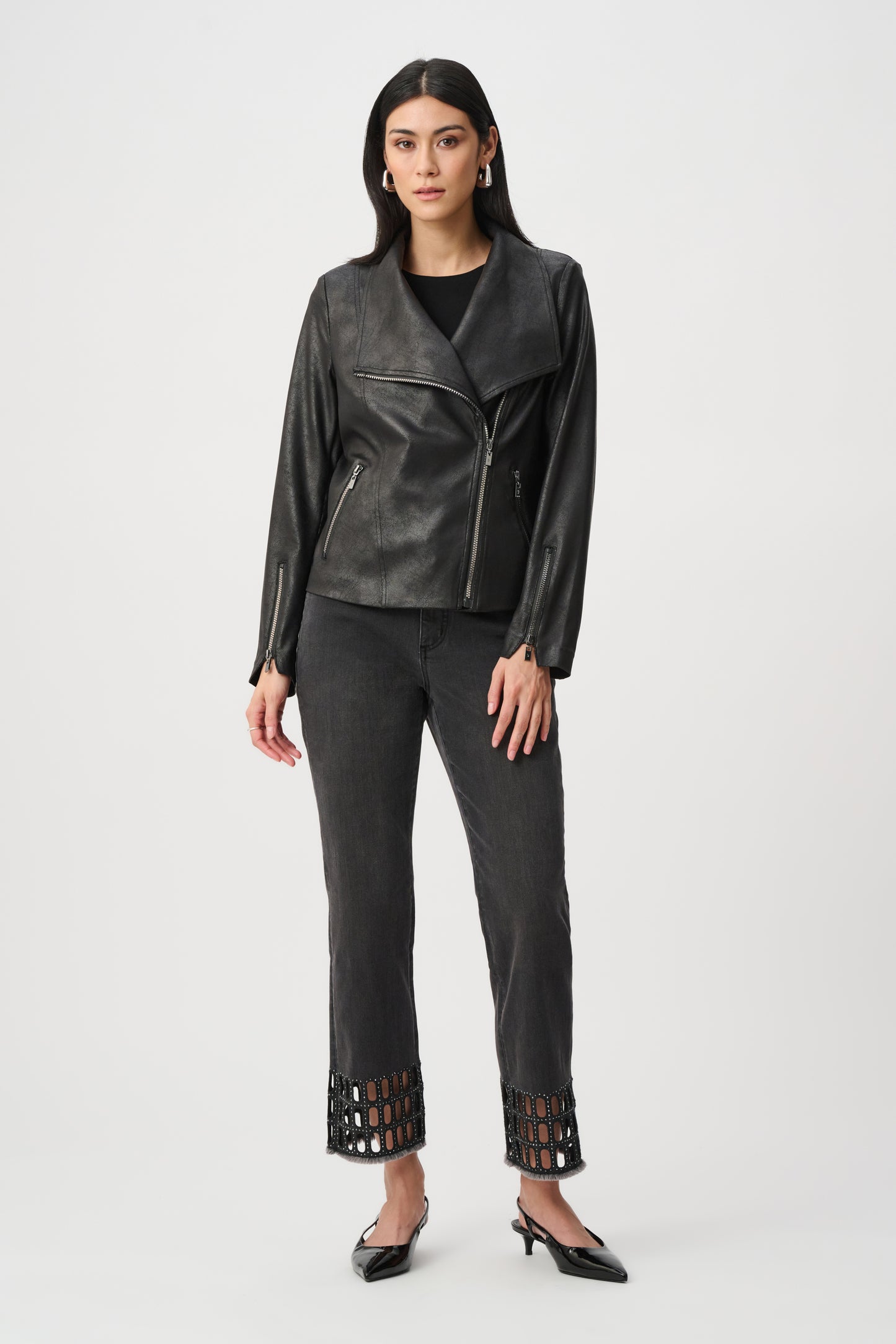Foiled Knit Fitted Jacket. Style JR263908