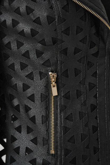 Foiled Faux Suede Mesh Design Moto Jacket. Style JR263910