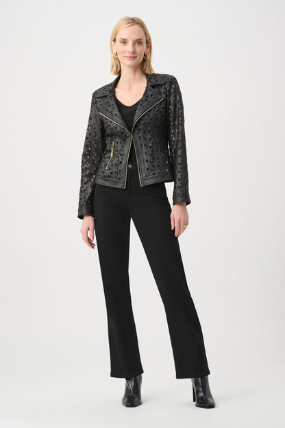 Foiled Faux Suede Mesh Design Moto Jacket. Style JR263910