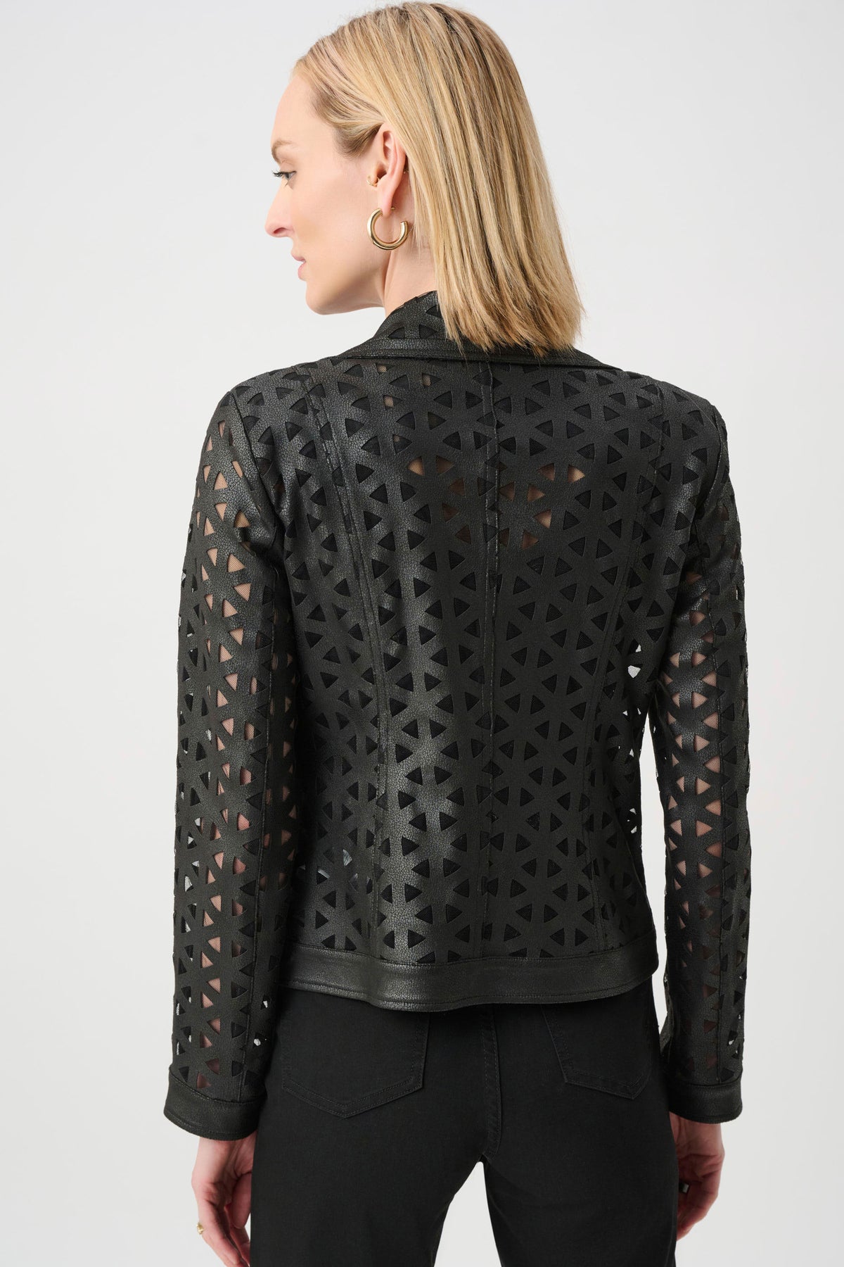 Foiled Faux Suede Mesh Design Moto Jacket. Style JR263910