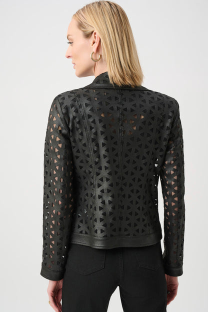 Foiled Faux Suede Mesh Design Moto Jacket. Style JR263910