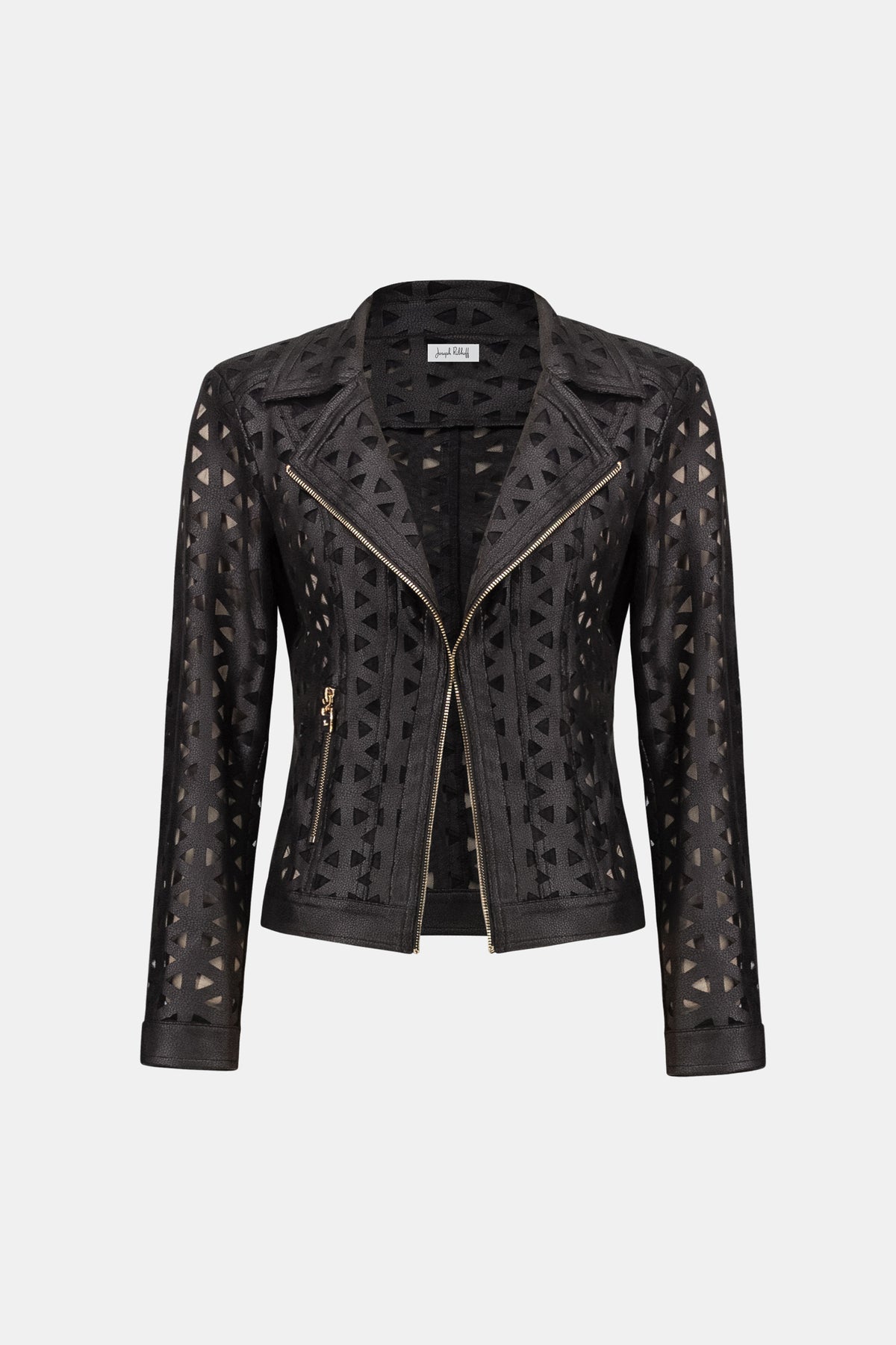 Foiled Faux Suede Mesh Design Moto Jacket. Style JR263910