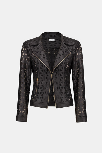 Foiled Faux Suede Mesh Design Moto Jacket. Style JR263910