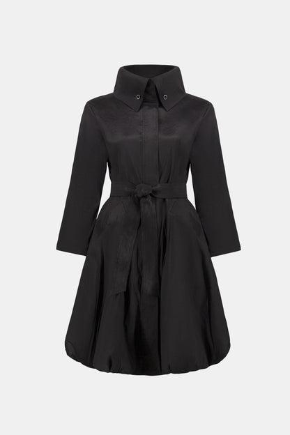 Stretch Taffeta Belted Fit & Flare Balloon Coat. Style JR263911