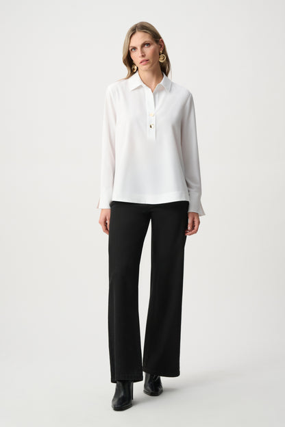 Stretch Poplin Shirt-Collar Boxy Top. Style JR263928