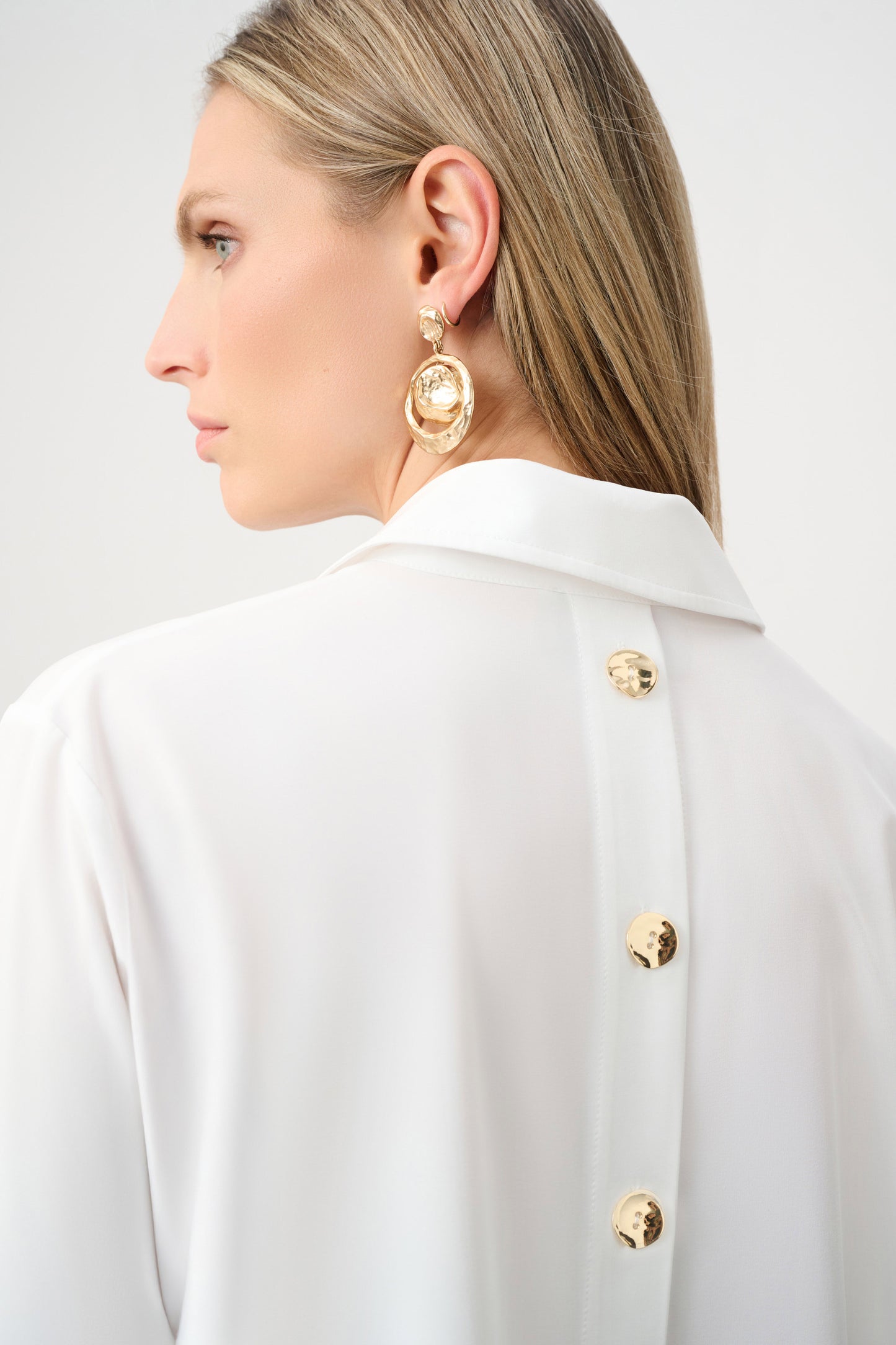 Stretch Poplin Shirt-Collar Boxy Top. Style JR263928
