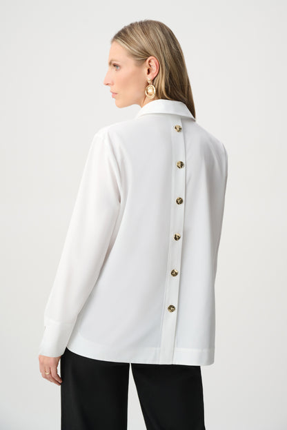 Stretch Poplin Shirt-Collar Boxy Top. Style JR263928