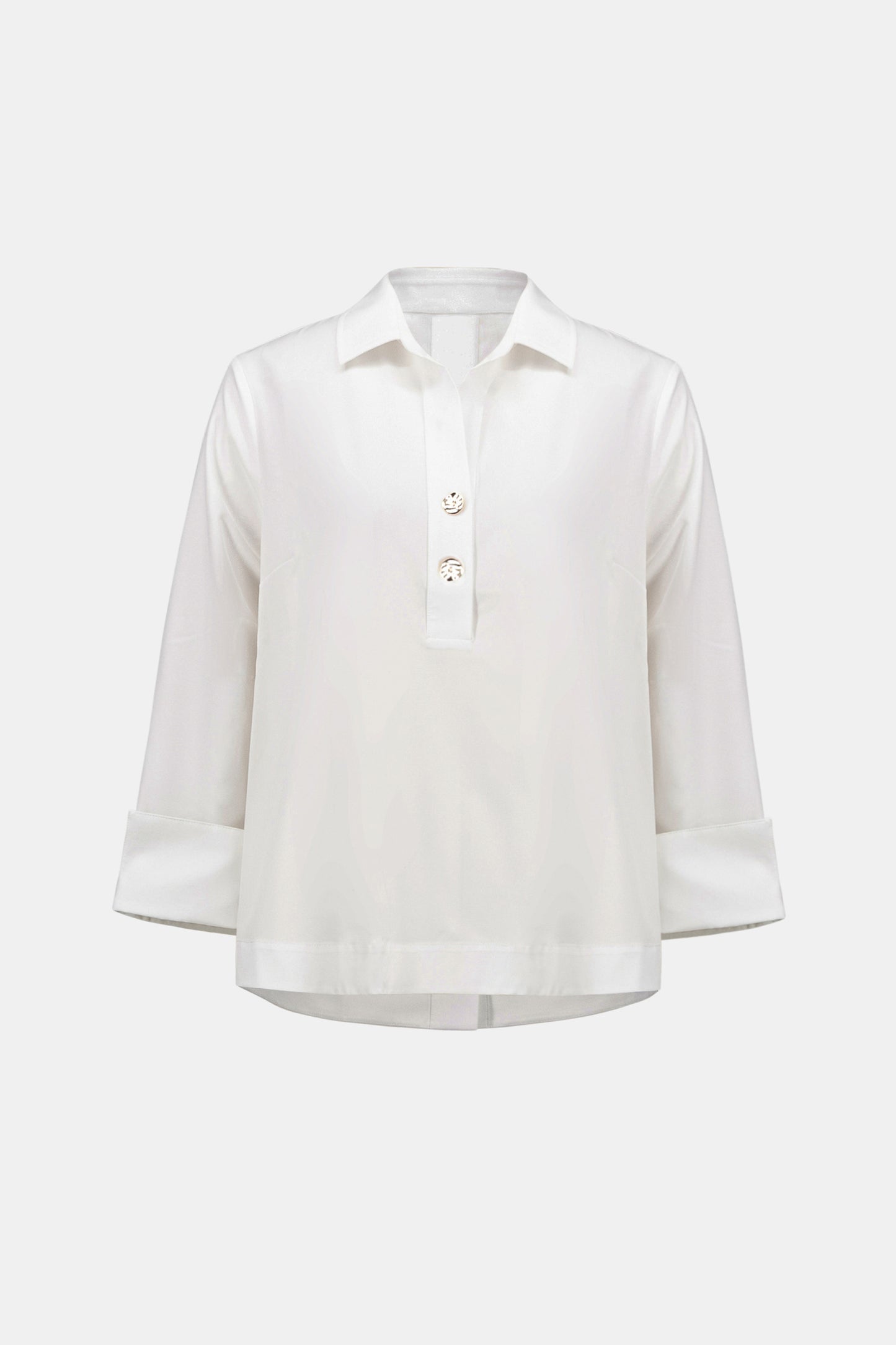 Stretch Poplin Shirt-Collar Boxy Top. Style JR263928