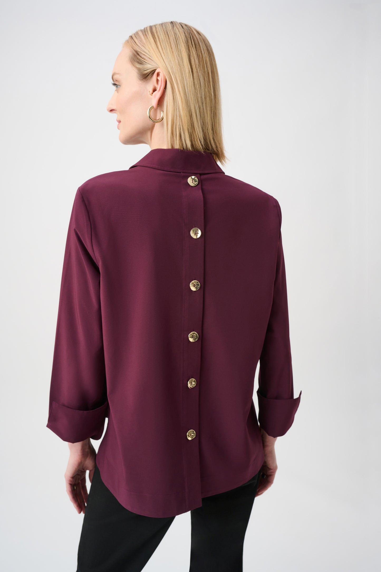 Stretch Poplin Shirt-Collar Boxy Top. Style JR263928