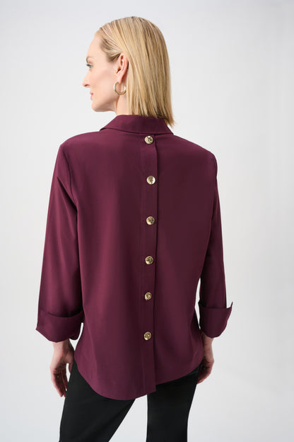 Stretch Poplin Shirt-Collar Boxy Top. Style JR263928