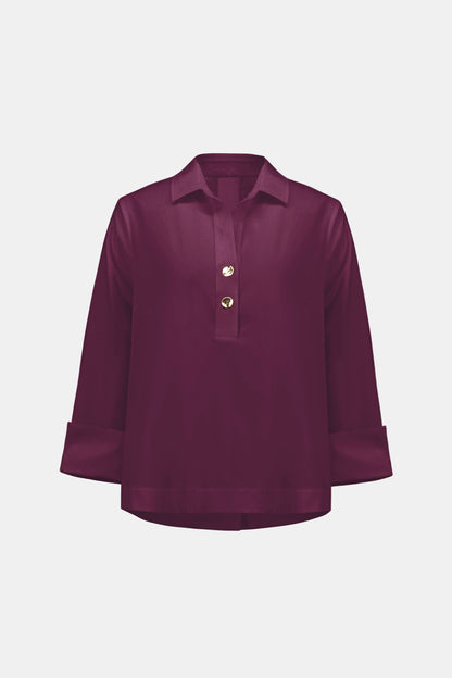 Stretch Poplin Shirt-Collar Boxy Top. Style JR263928