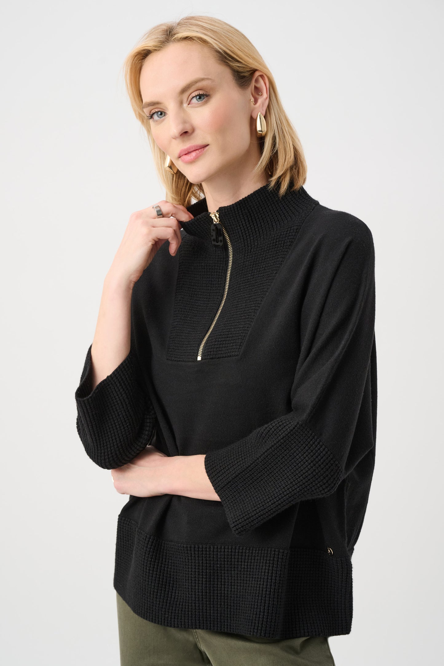 Brushed Viscose And Nylon Funnel-Neck Sweater. Style JR263937