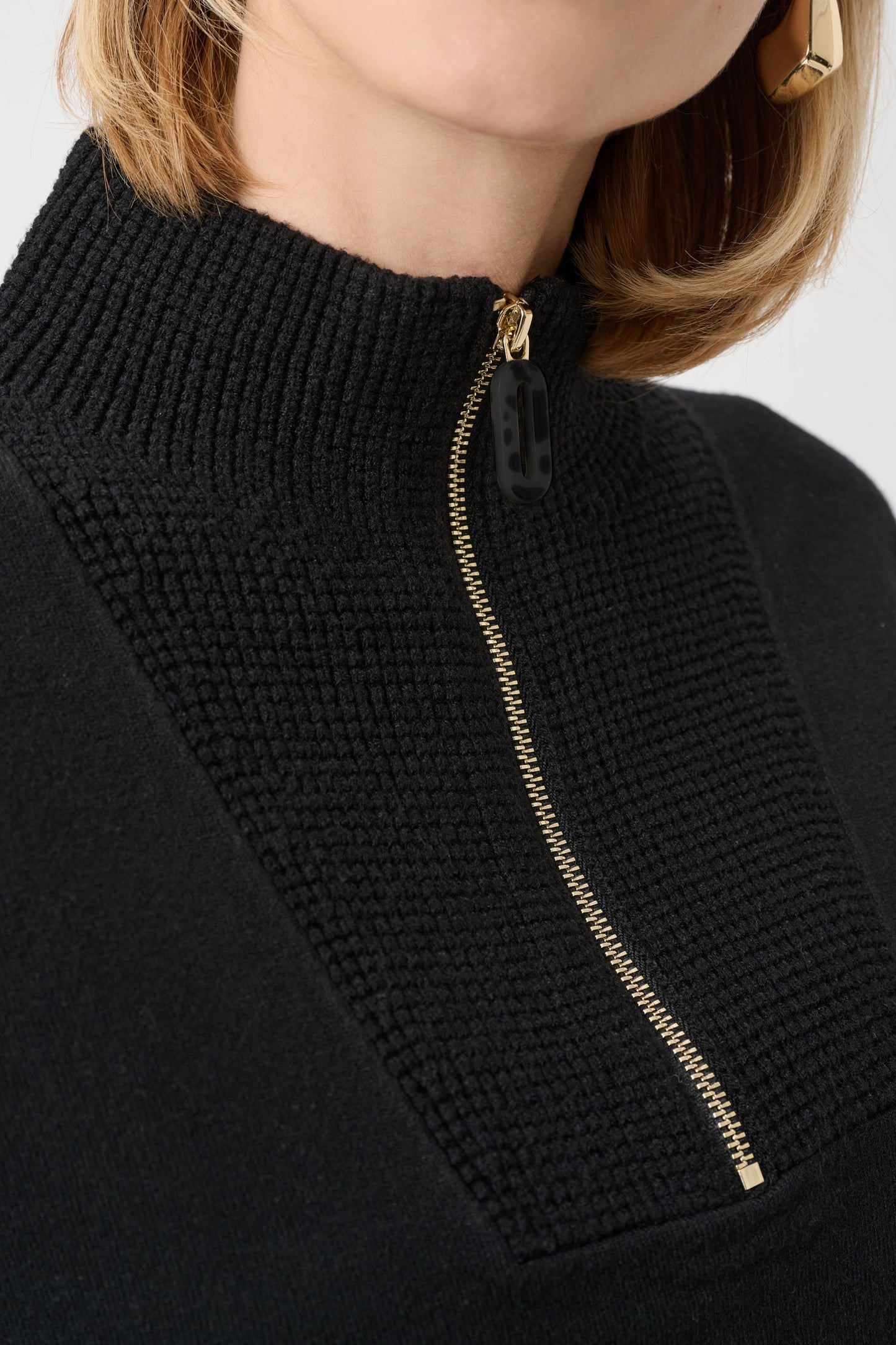 Brushed Viscose And Nylon Funnel-Neck Sweater. Style JR263937