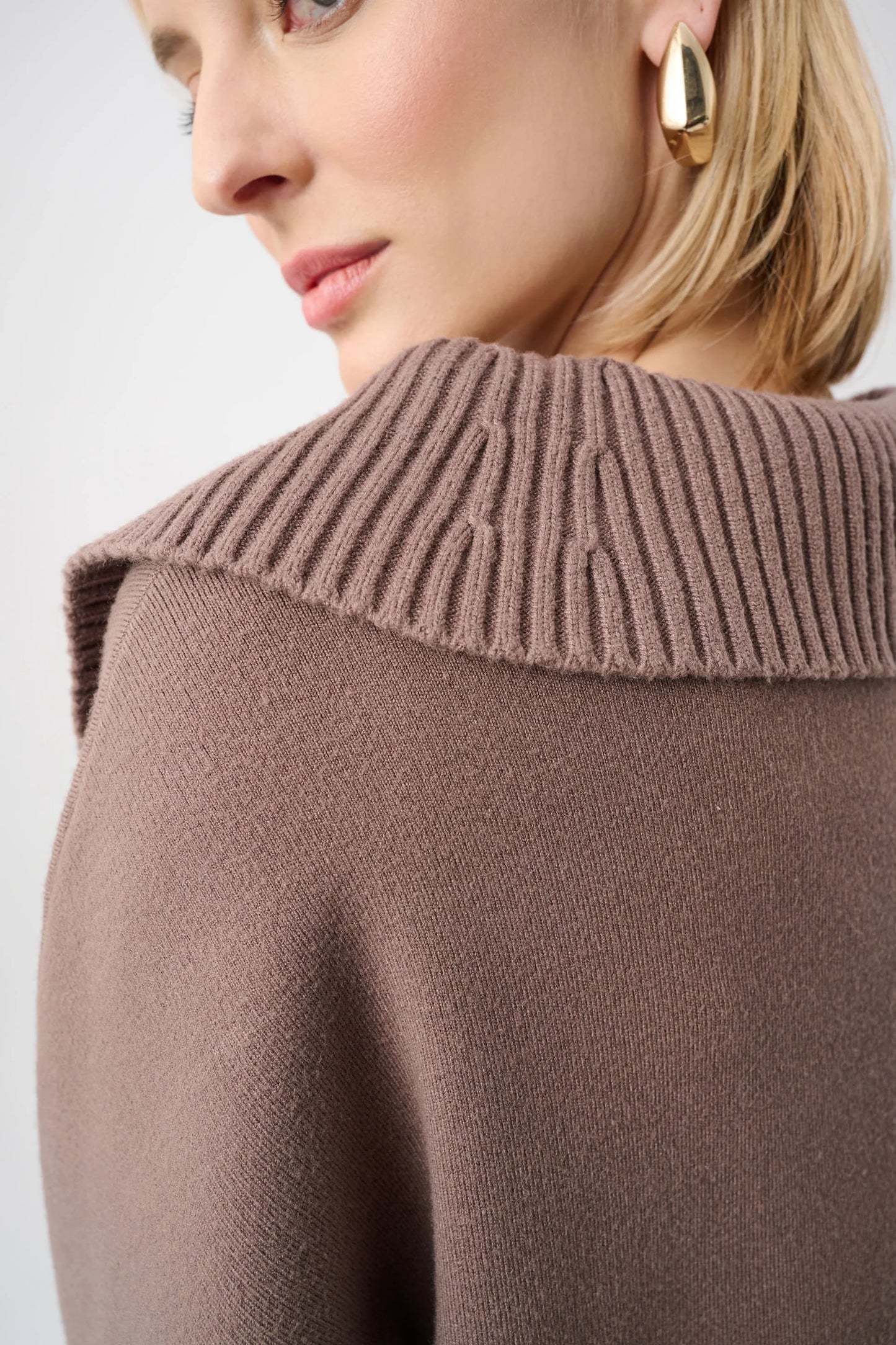 Gold Buttons Shawl Neck Long Sleeve Top. Style JR263938