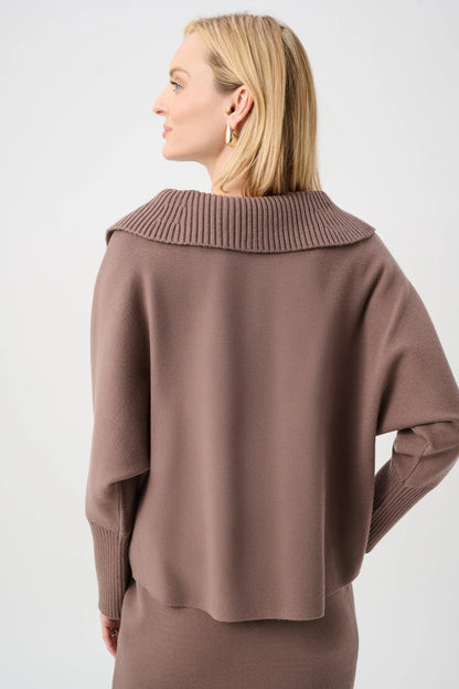 Gold Buttons Shawl Neck Long Sleeve Top. Style JR263938