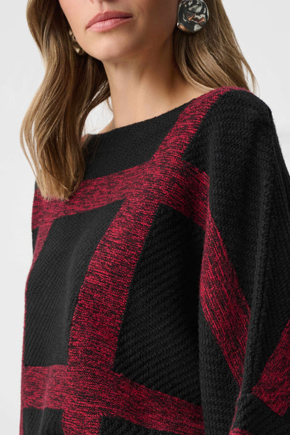 Brushed Viscose & Nylon Plaid Boat-Neck Sweater. Style JR263946