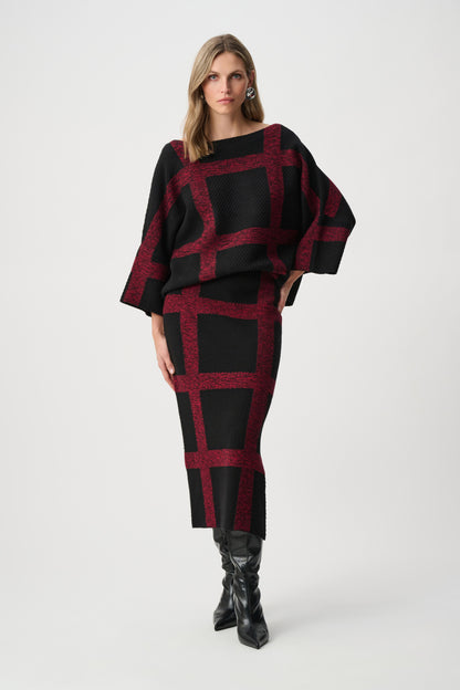 Brushed Viscose & Nylon Plaid Boat-Neck Sweater. Style JR263946