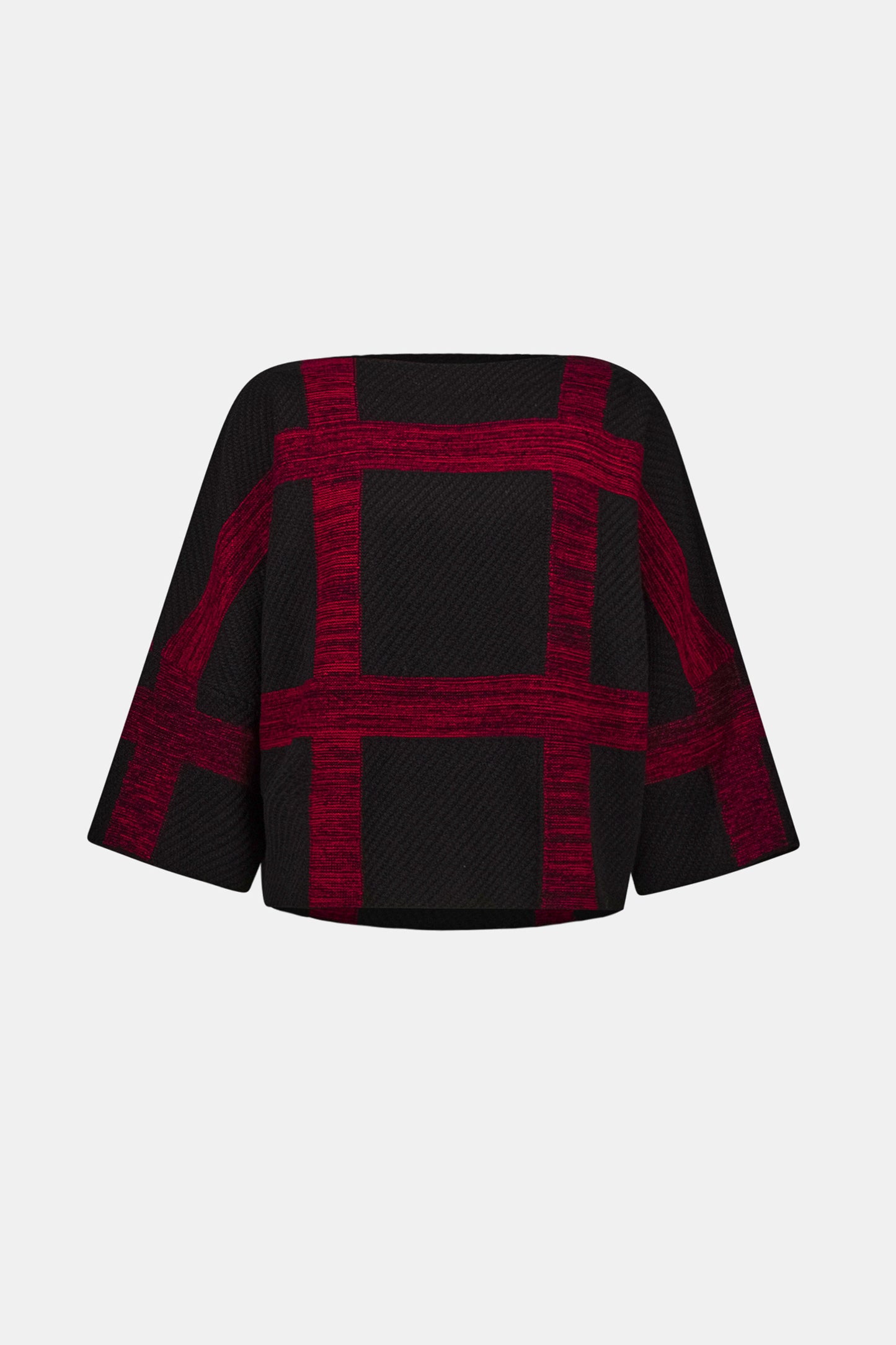 Brushed Viscose & Nylon Plaid Boat-Neck Sweater. Style JR263946