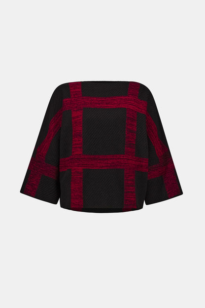 Brushed Viscose & Nylon Plaid Boat-Neck Sweater. Style JR263946
