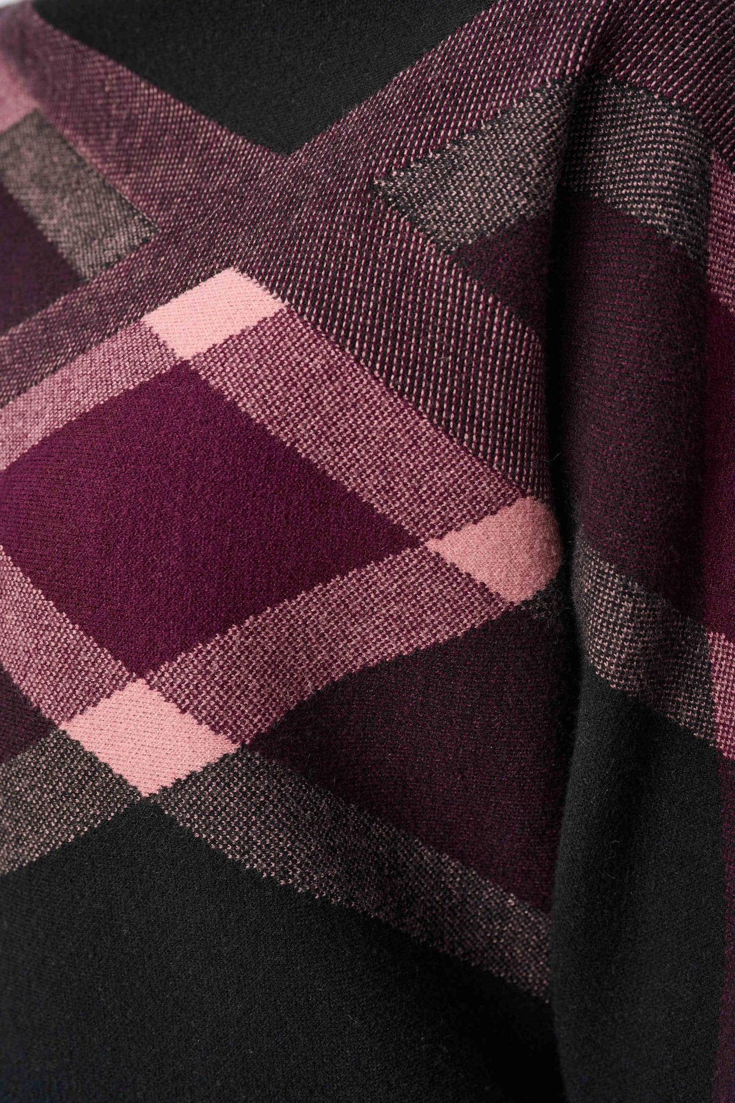 Brushed Viscose And Nylon Plaid Funnel-Neck Sweater. Style JR263947