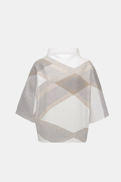 Brushed Viscose And Nylon Plaid Funnel-Neck Sweater. Style JR263947