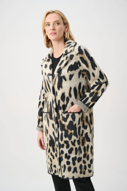 Feather Yarn Leopard Print Coat. Style JR263956