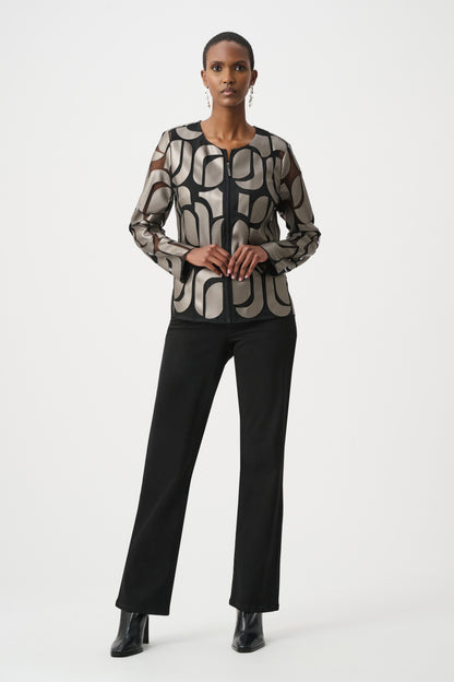 Leatherette And Mesh Embroidered Jacket. Style JR263964