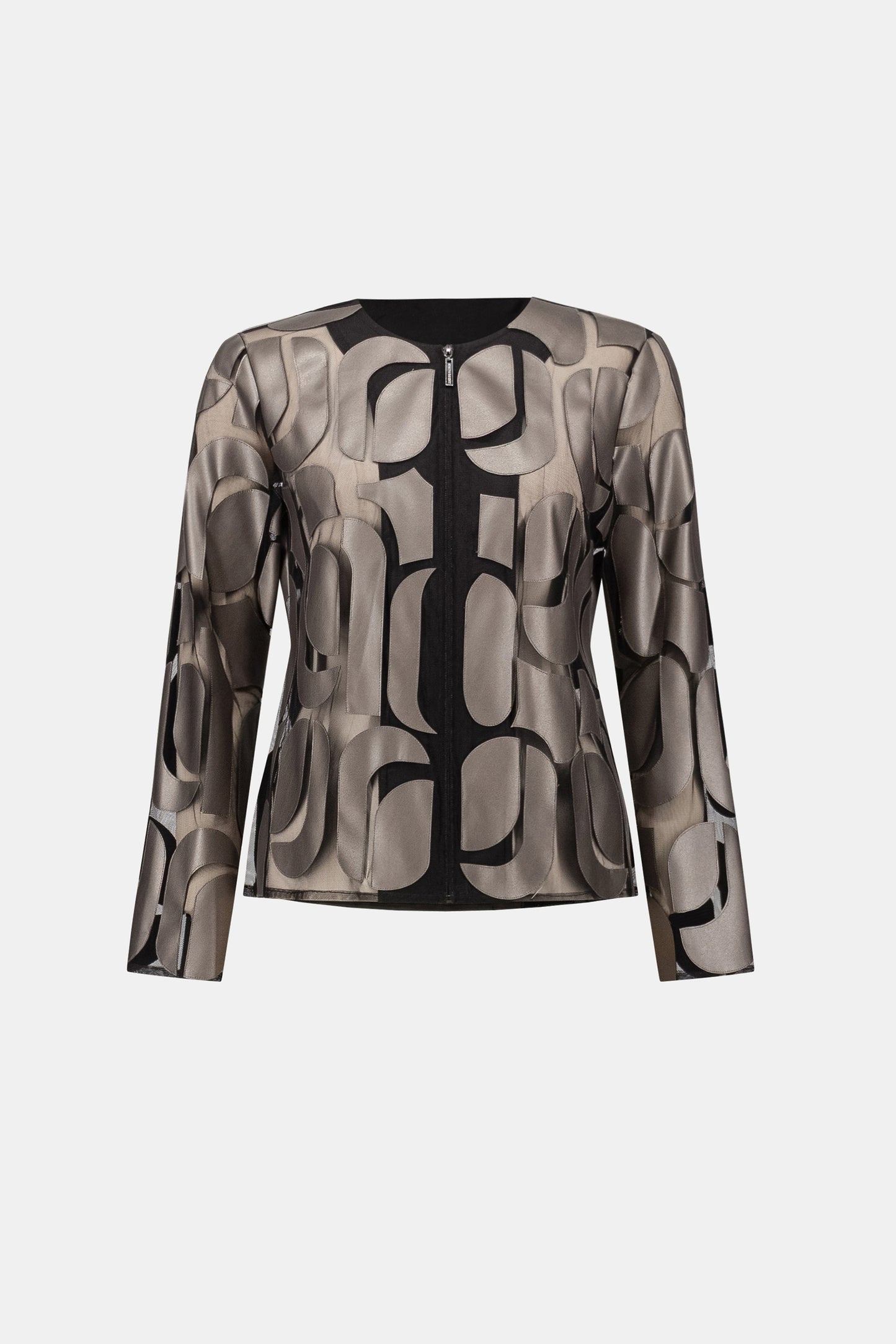 Leatherette And Mesh Embroidered Jacket. Style JR263964