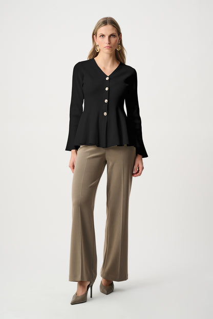 Cotton Knit Fit And Flare Peplum Cardigan. Style JR263968