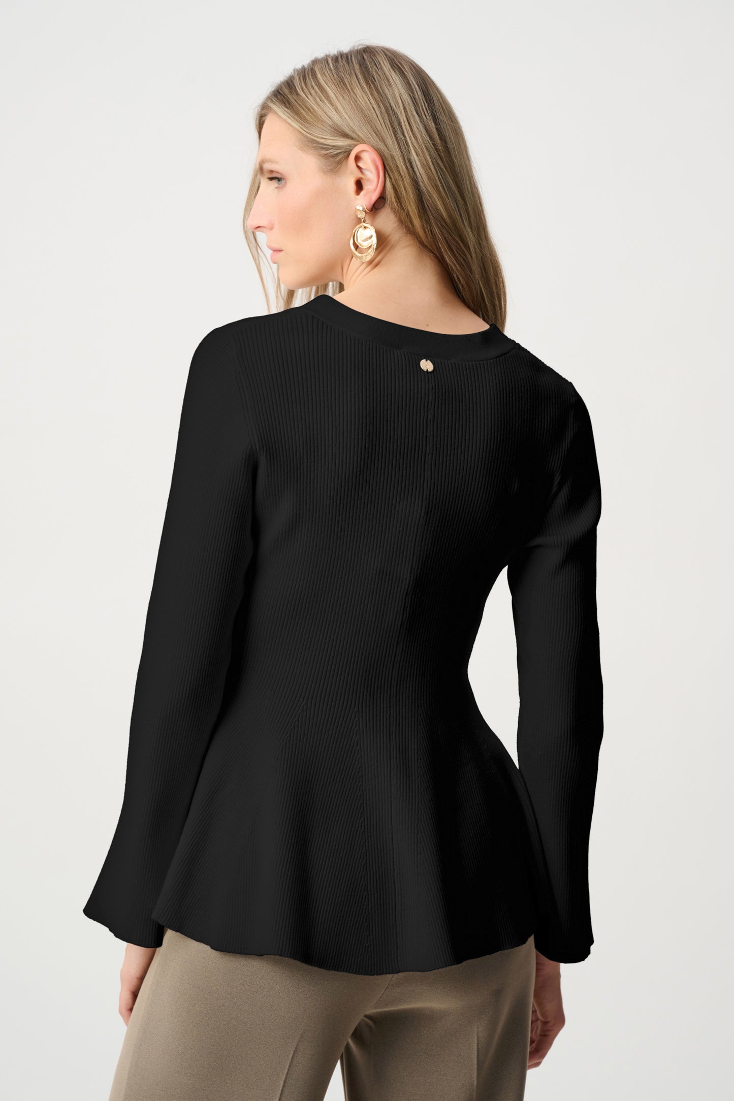 Cotton Knit Fit And Flare Peplum Cardigan. Style JR263968