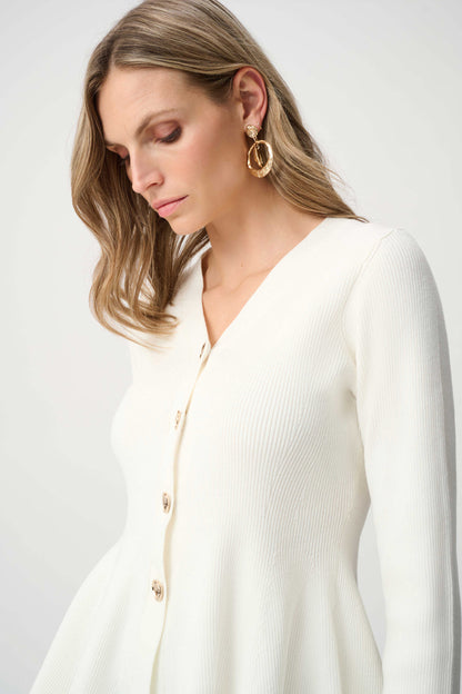 Cotton Knit Fit And Flare Peplum Cardigan. Style JR263968