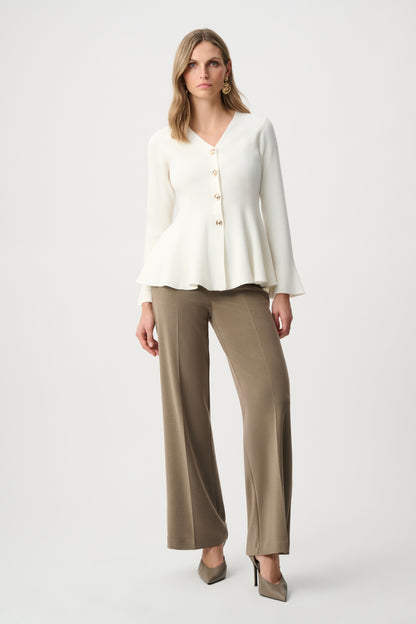 Cotton Knit Fit And Flare Peplum Cardigan. Style JR263968