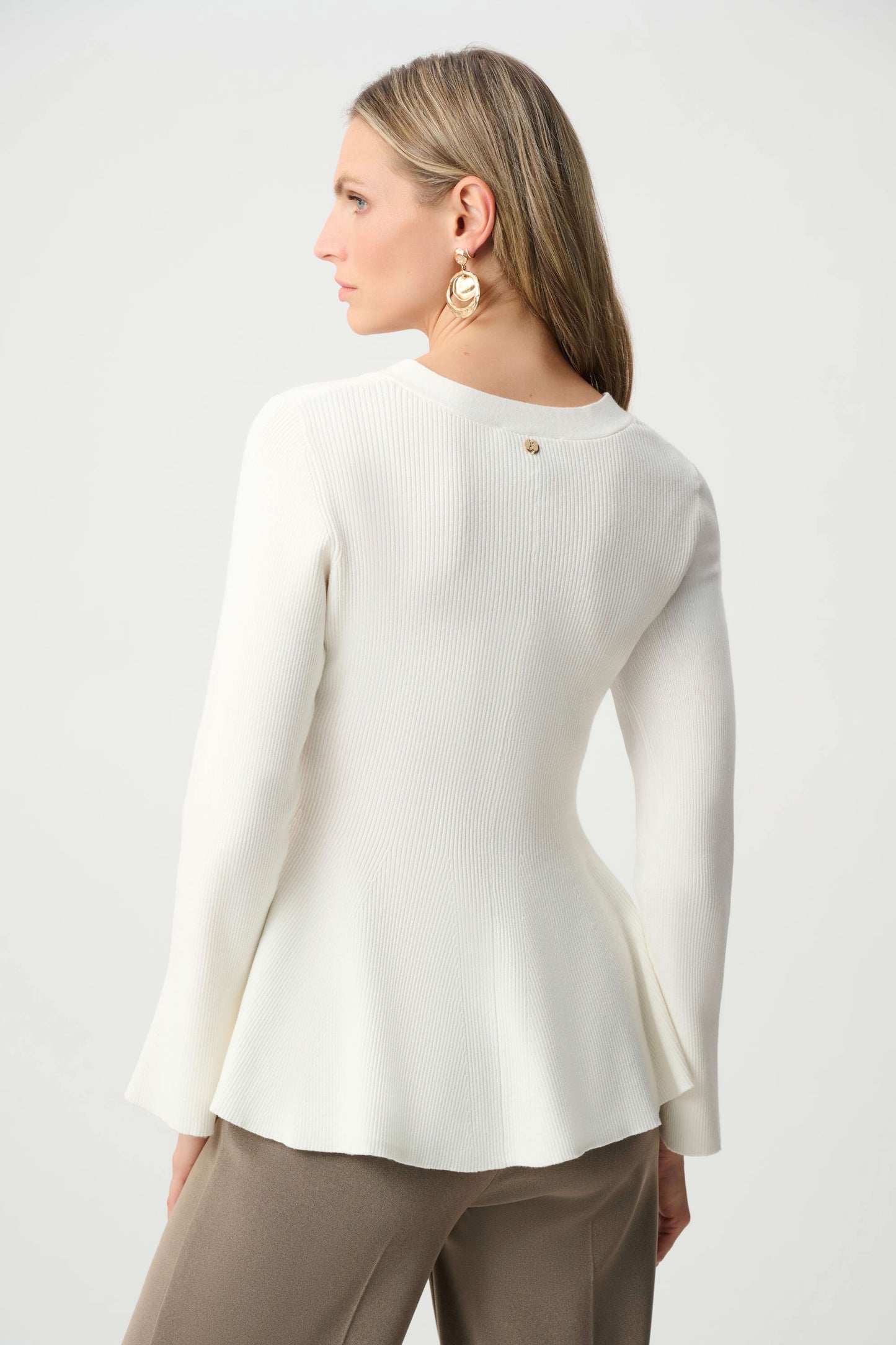 Cotton Knit Fit And Flare Peplum Cardigan. Style JR263968