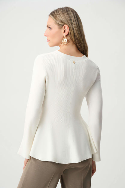 Cotton Knit Fit And Flare Peplum Cardigan. Style JR263968