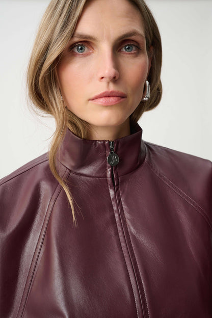 Leatherette Mock-Neck Bomber Jacket. Style JR263971
