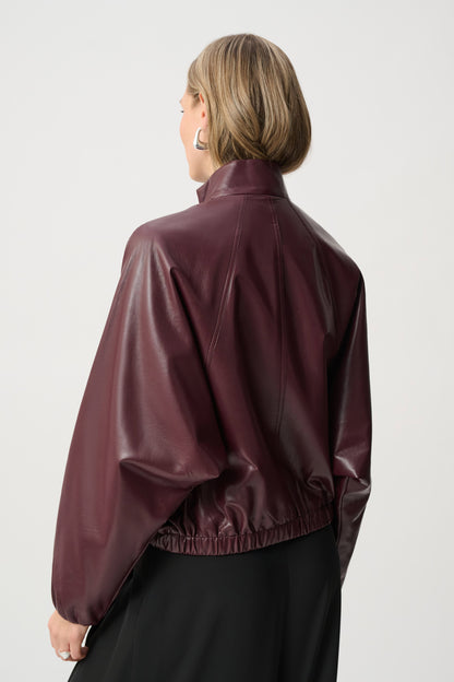 Leatherette Mock-Neck Bomber Jacket. Style JR263971