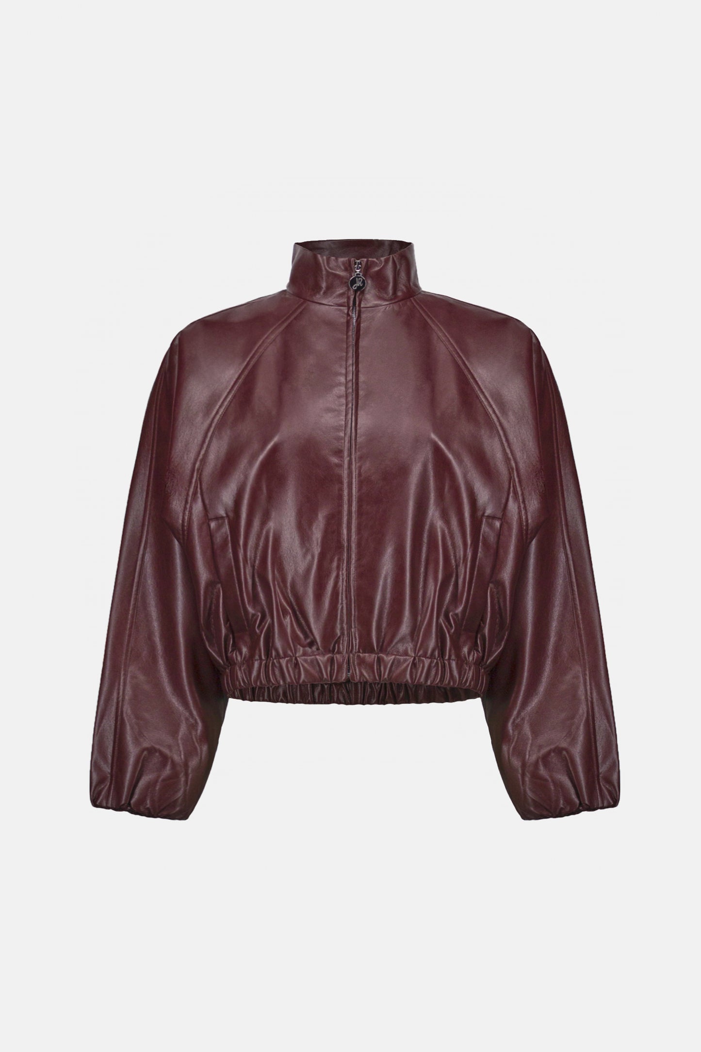Leatherette Mock-Neck Bomber Jacket. Style JR263971