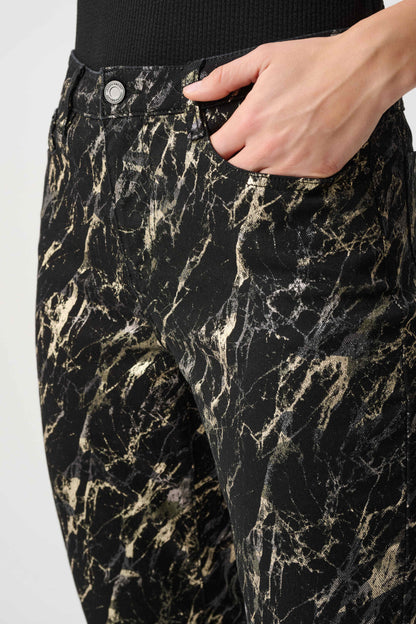 Stretch Denim Abstract Print Straight Leg Jeans. Style JR263972