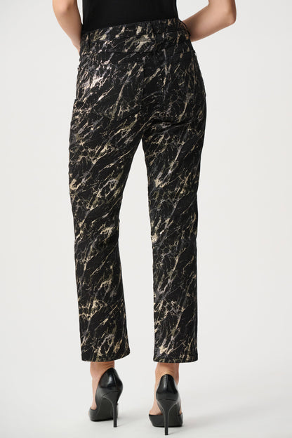 Stretch Denim Abstract Print Straight Leg Jeans. Style JR263972