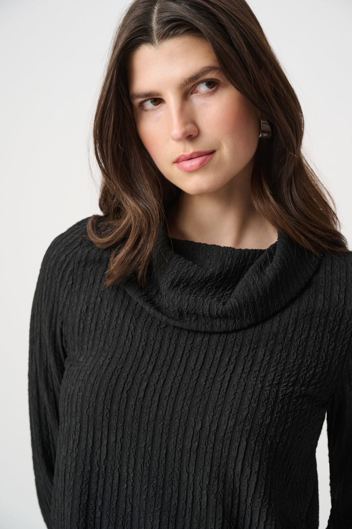 Ribbed Cowl Neck Long Sleeve Top. Style JR264019