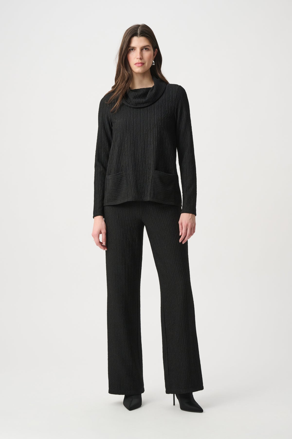 Ribbed Cowl Neck Long Sleeve Top. Style JR264019