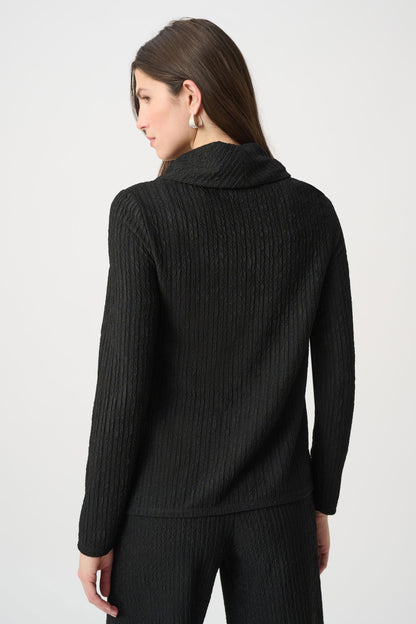 Ribbed Cowl Neck Long Sleeve Top. Style JR264019