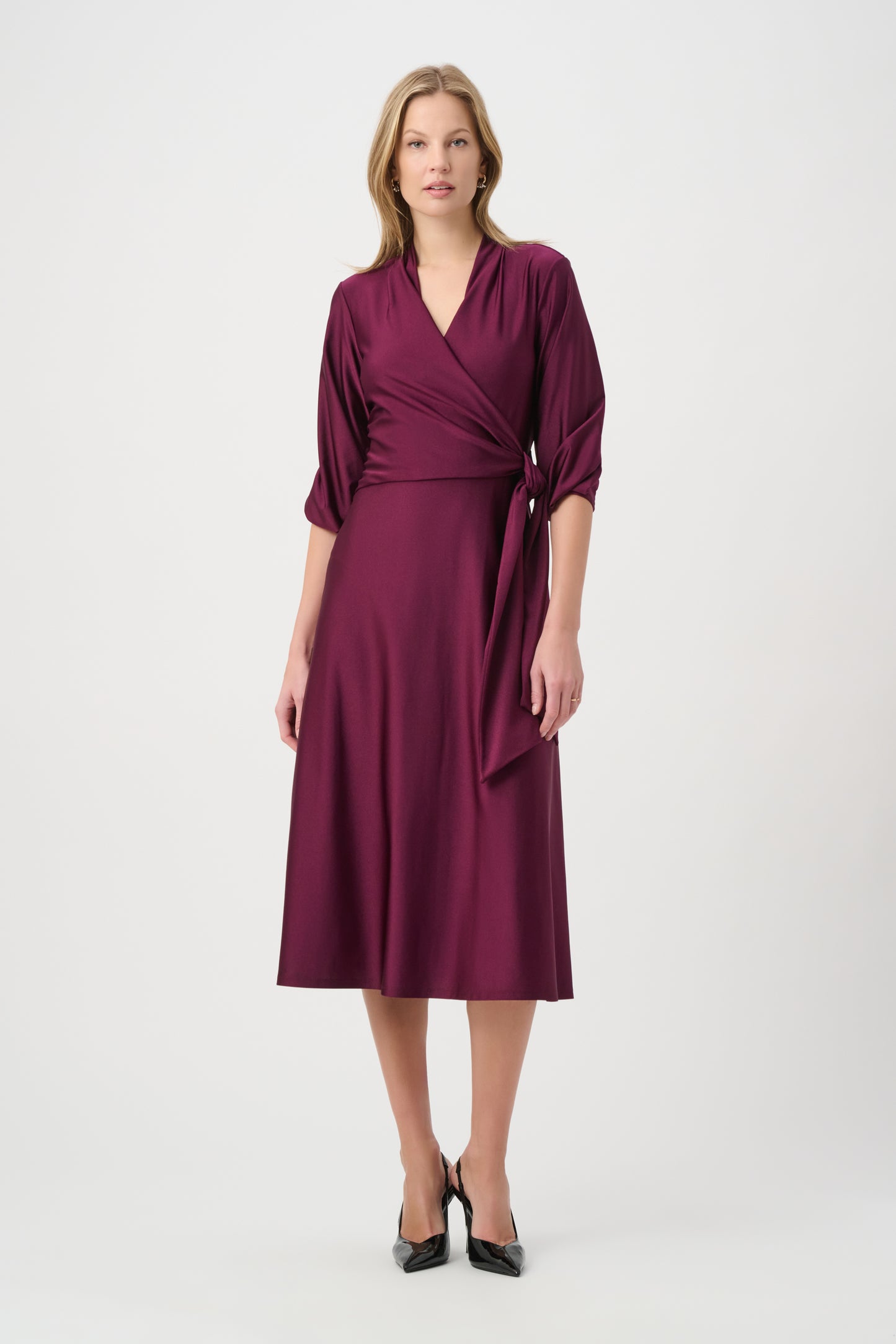 Flowy Wrap Style Midi Length Dress. Style JR264070